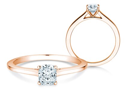 Anello di Fidanzamento Cushion in 14K oro rosa con diamante 0,50ct G/SI