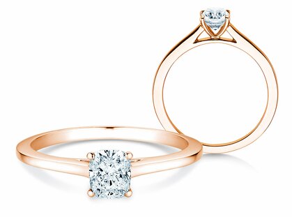 Anello di Fidanzamento Cushion in 14K oro rosa con diamante 0,30ct G/SI