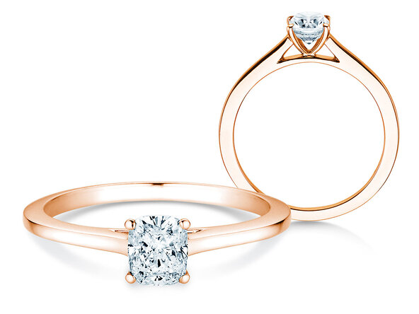 Anello di Fidanzamento Cushion in 14K oro rosa con diamante 0,50ct G/SI