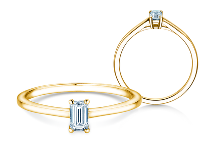 Anello di Fidanzamento Emerald Cross in 18K oro giallo con diamante 0,20ct G/VS