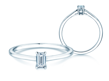 Anello di Fidanzamento Emerald Cross diamante da laboratorio