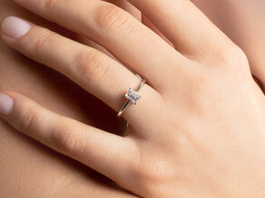 Anello di Fidanzamento Emerald Cross in 18K oro bianco con diamante 1,00ct G/VS