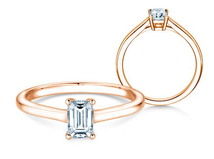 Anello di Fidanzamento Emerald Cross in 9K oro rosa con diamante 0,60ct G/VS