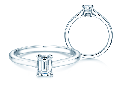 Anello di Fidanzamento Emerald Cross in platino 950/- con diamante 0,60ct G/VS