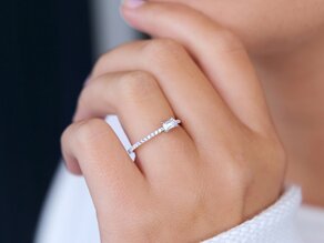 Anello di Fidanzamento Emerald-Cut in 14K oro bianco con diamanti 0,51ct G/VS