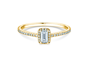 Anello di Fidanzamento Emerald Halo Pavé in 14K oro giallo con diamanti 0,75ct G/VS