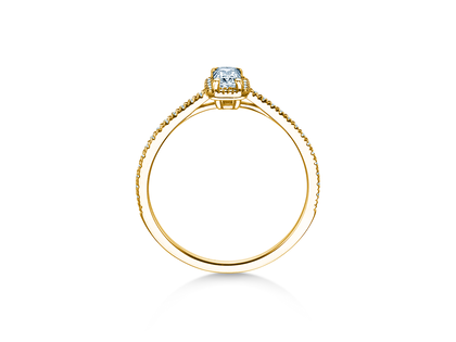Anello di Fidanzamento Emerald Halo Pavé in 14K oro giallo con diamanti 0,75ct G/VS