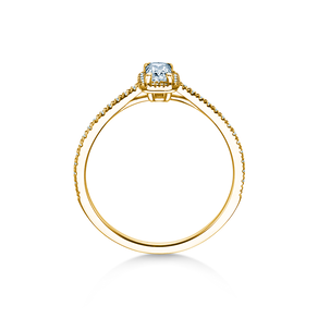 Anello di Fidanzamento Emerald Halo Pavé in 14K oro giallo con diamanti 0,75ct G/VS