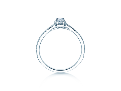 Anello di Fidanzamento Emerald Halo Pavé in 14K oro bianco con diamanti 0,75ct G/VS