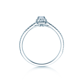 Anello di Fidanzamento Emerald Halo Pavé in 14K oro bianco con diamanti 0,75ct G/VS
