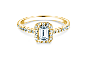 Anello di Fidanzamento Emerald Halo Pavé in 14K oro giallo con diamanti 1,47ct G/VS