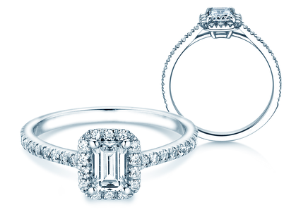 Anello di Fidanzamento Emerald Halo Pavé