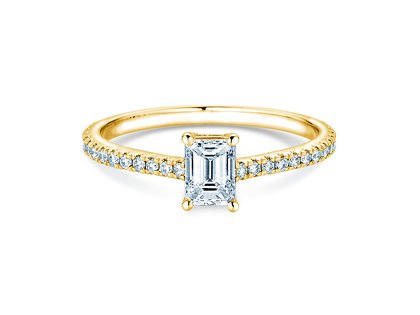 Anello di Fidanzamento Emerald Pavé in 14K oro giallo con diamanti 0,40ct G/VS