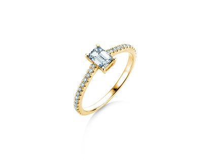 Anello di Fidanzamento Emerald Pavé in 14K oro giallo con diamanti 0,40ct G/VS