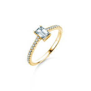 Anello di Fidanzamento Emerald Pavé in 14K oro giallo con diamanti 0,40ct G/VS