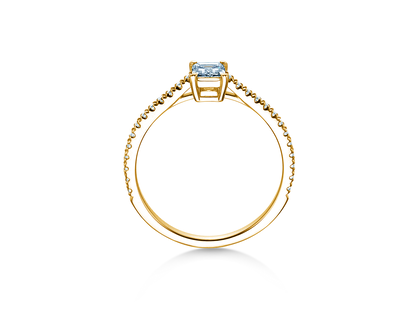 Anello di Fidanzamento Emerald Pavé in 14K oro giallo con diamanti 0,40ct G/VS