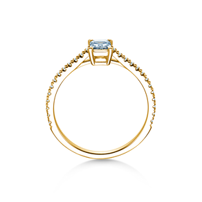 Anello di Fidanzamento Emerald Pavé in 14K oro giallo con diamanti 0,40ct G/VS
