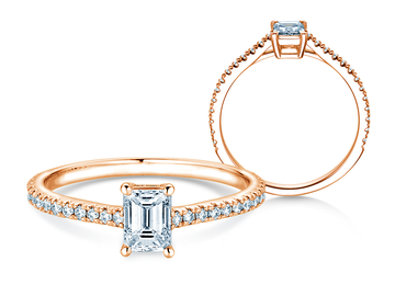 Anello di Fidanzamento Emerald Pavé in 9K oro bianco con diamanti 0,40ct G/VS