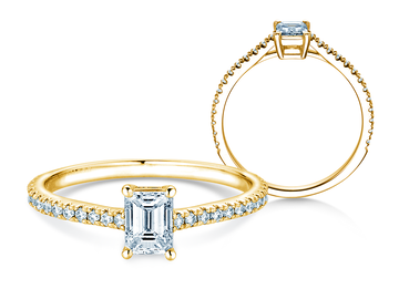 Anello di Fidanzamento Emerald Pavé in 9K oro bianco con diamanti 0,40ct G/VS