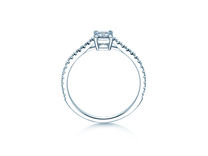Anello di Fidanzamento Emerald Pavé in 14K oro bianco con diamanti 0,40ct G/VS