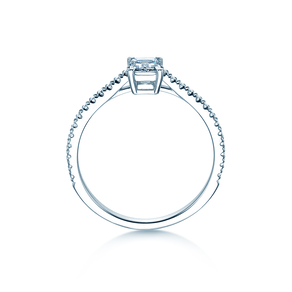 Anello di Fidanzamento Emerald Pavé in 14K oro bianco con diamanti 0,40ct G/VS