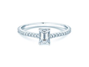 Anello di Fidanzamento Emerald Pavé in 14K oro bianco con diamanti 0,40ct G/VS