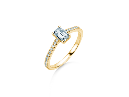 Anello di Fidanzamento Emerald Pavé in oro giallo