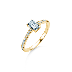 Anello di Fidanzamento Emerald Pavé in oro giallo