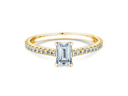 Anello di Fidanzamento Emerald Pavé in oro giallo
