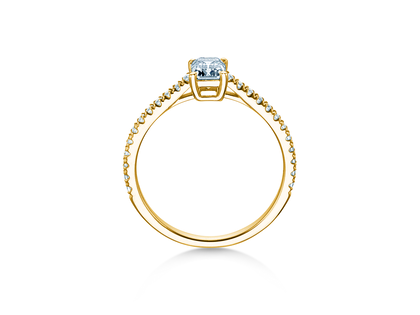 Anello di Fidanzamento Emerald Pavé in oro giallo