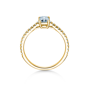 Anello di Fidanzamento Emerald Pavé in oro giallo