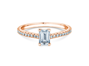 Anello di Fidanzamento Emerald Pavé in oro rosa