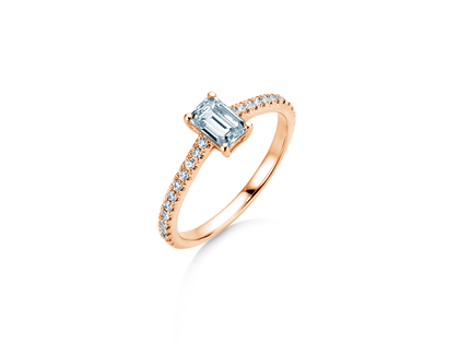 Anello di Fidanzamento Emerald Pavé in oro rosa