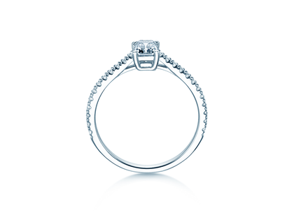Anello di Fidanzamento Emerald Pavé in platino