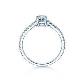 Anello di Fidanzamento Emerald Pavé in platino