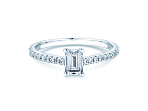 Anello di Fidanzamento Emerald Pavé in platino