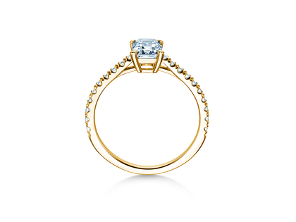Anello di Fidanzamento Emerald Pavé in 14K oro giallo con diamanti 1,30ct G/VS