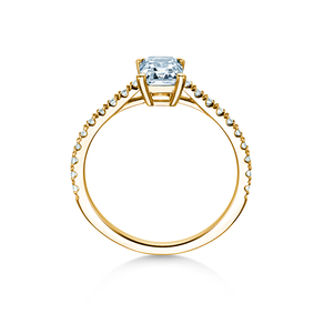 Anello di Fidanzamento Emerald Pavé in 14K oro giallo con diamanti 1,30ct G/VS