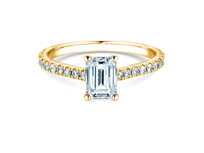 Anello di Fidanzamento Emerald Pavé in 14K oro giallo con diamanti 1,30ct G/VS