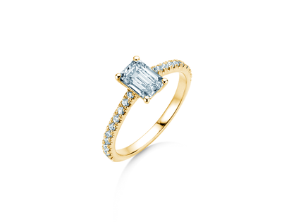 Anello di Fidanzamento Emerald Pavé in 14K oro giallo con diamanti 1,30ct G/VS