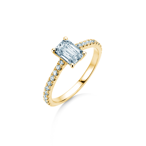 Anello di Fidanzamento Emerald Pavé in 14K oro giallo con diamanti 1,30ct G/VS