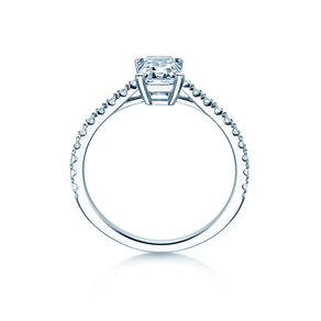Anello di Fidanzamento Emerald Pavé in 14K oro bianco con diamanti 1,30ct G/VS