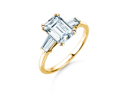Anello di Fidanzamento Emerald Tapered Baguette in oro giallo