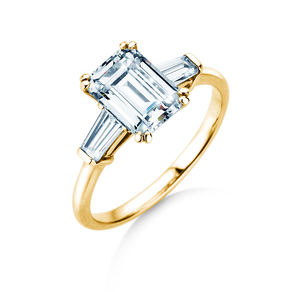Anello di Fidanzamento Emerald Tapered Baguette in oro giallo