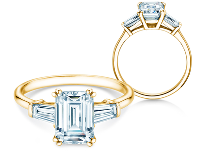Anello di Fidanzamento Emerald Tapered Baguette in oro giallo