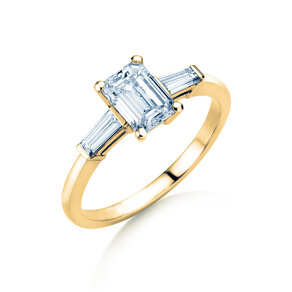 Anello di Fidanzamento Emerald Tapered Baguette in 14K oro giallo con diamanti 0,41ct G/VS