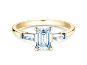 Anello di Fidanzamento Emerald Tapered Baguette in 14K oro giallo con diamanti 0,41ct G/VS