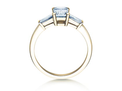 Anello di Fidanzamento Emerald Tapered Baguette in 14K oro giallo con diamanti 0,41ct G/VS