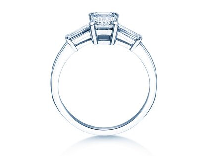 Anello di Fidanzamento Emerald Tapered Baguette in 14K oro bianco con diamanti 0,41ct G/VS