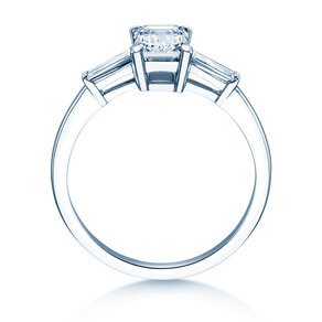 Anello di Fidanzamento Emerald Tapered Baguette in 14K oro bianco con diamanti 0,41ct G/VS